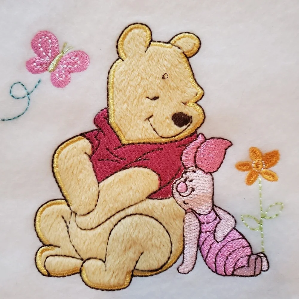 Winnie the Pooh‎ Piglet White Pink Ruffle Disney Baby Blanket Fleece Butterfly